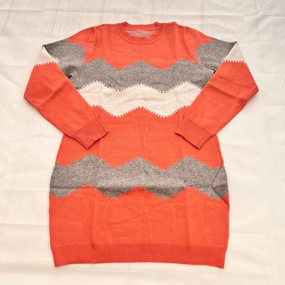 Koinshha Women Striped Mini Bodycon Sweater Dress LongSleeve Knitting Pullover L - Picture 4 of 8